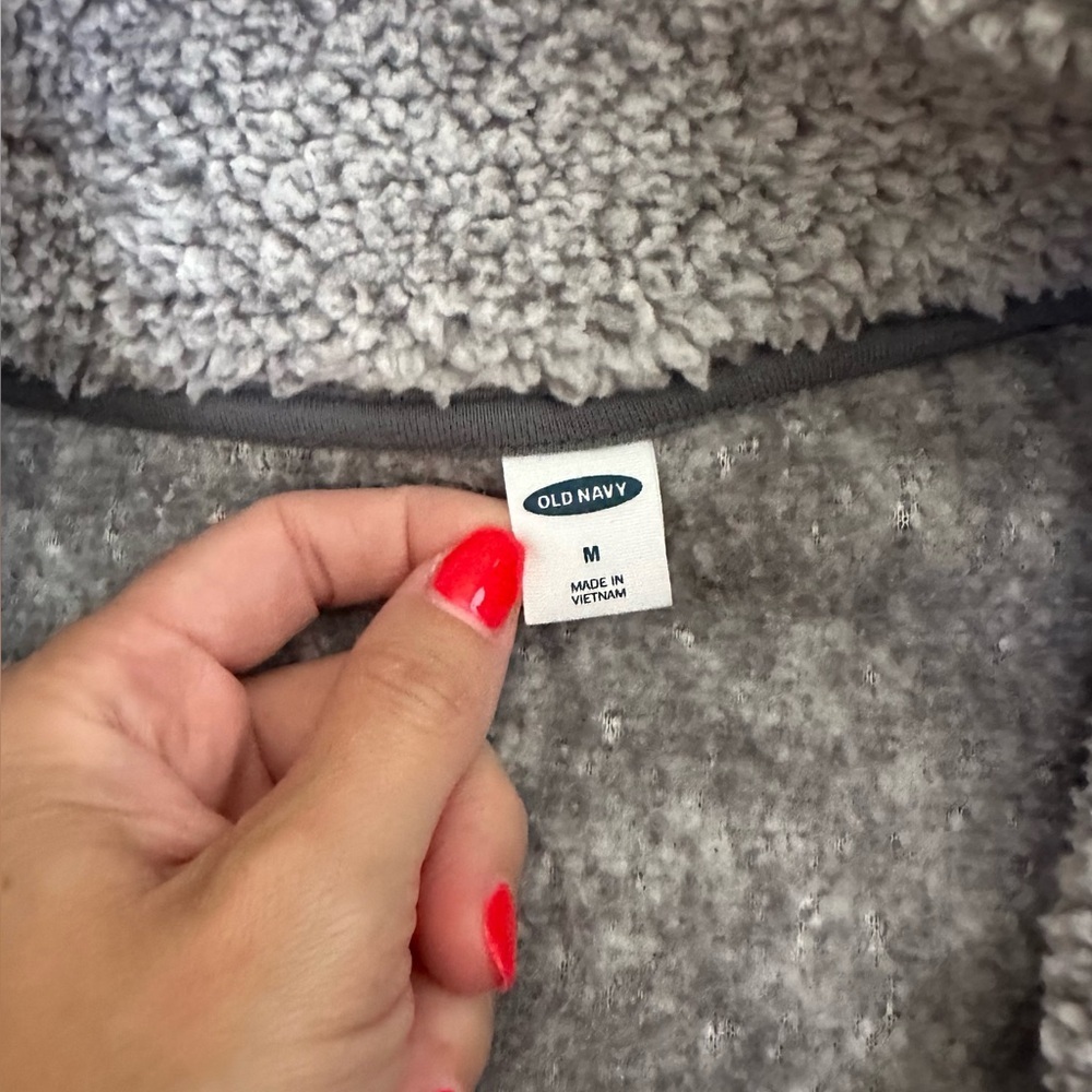 Old Navy Grey Sherpa Quarter Zip - Picture 2 of 2